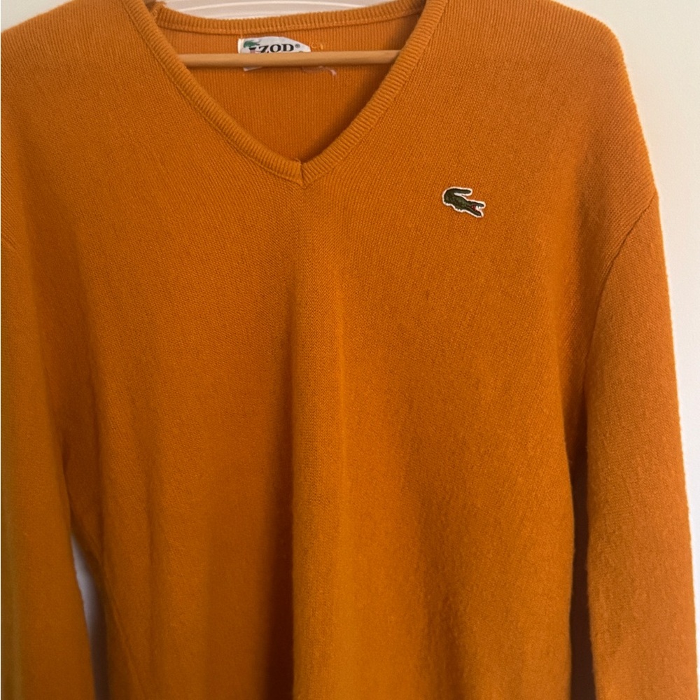 Lacoste Men's V-Neck Orange Sweater